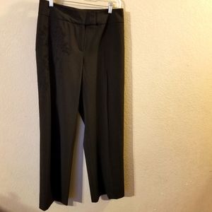 Worthington Stretch Womens Black Dress Pants with Black Embroidery Size 8
